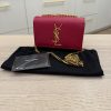Saint Laurent (YSL) Grain De Poudre Small Monogram Kate Satchel Pink and Gold Hardware