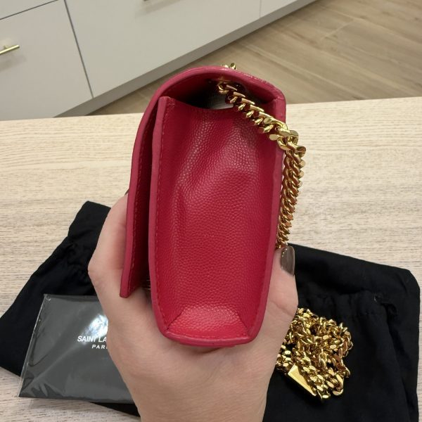 Saint Laurent (YSL) Grain De Poudre Small Monogram Kate Satchel Pink and Gold Hardware