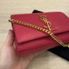 Saint Laurent (YSL) Grain De Poudre Small Monogram Kate Satchel Pink and Gold Hardware