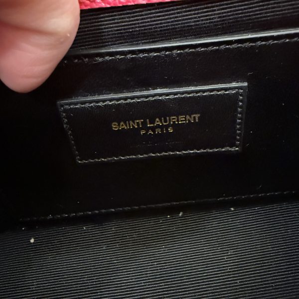 Saint Laurent (YSL) Grain De Poudre Small Monogram Kate Satchel Pink and Gold Hardware