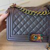 Chanel Boy Flap Bag Quilted Iridescent Goatskin Old Medium