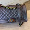 Chanel Boy Flap Bag Quilted Iridescent Goatskin Old Medium
