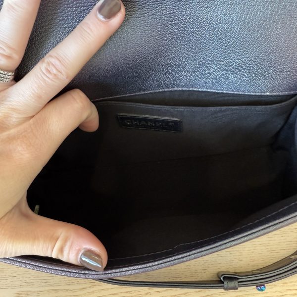 Chanel Boy Flap Bag Quilted Iridescent Goatskin Old Medium