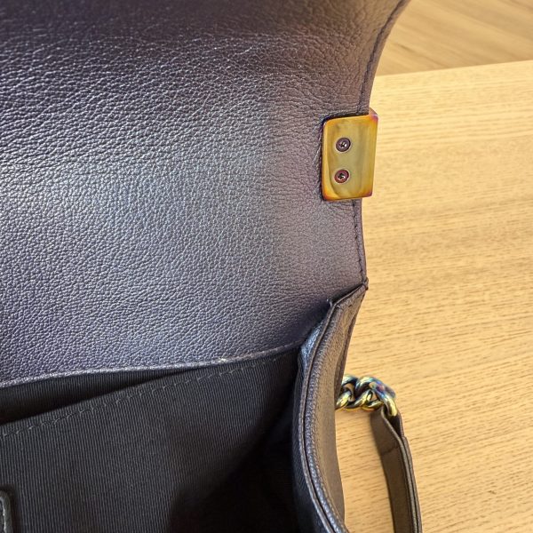 Chanel Boy Flap Bag Quilted Iridescent Goatskin Old Medium