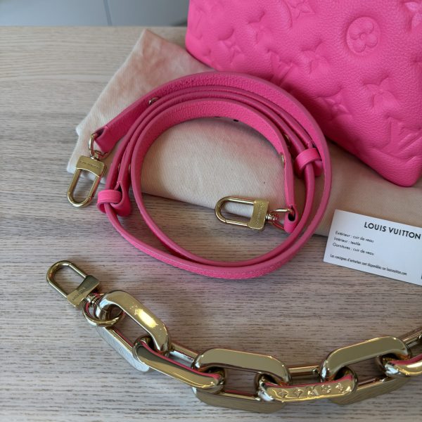 Louis Vuitton Calfskin Embossed Monogram Coussin BB Rose Fluo