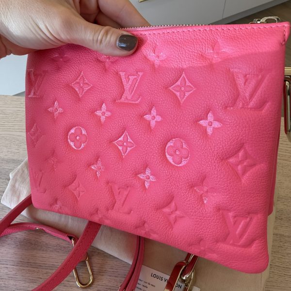 Louis Vuitton Calfskin Embossed Monogram Coussin BB Rose Fluo