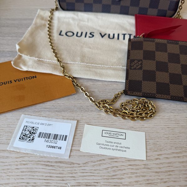 Louis Vuitton Damier Ebene Pochette Felicie Chain Wallet