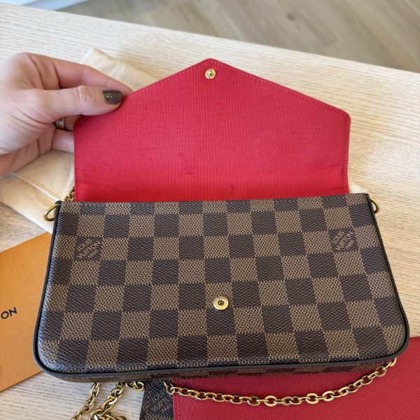 Louis Vuitton Damier Ebene Pochette Felicie Chain Wallet