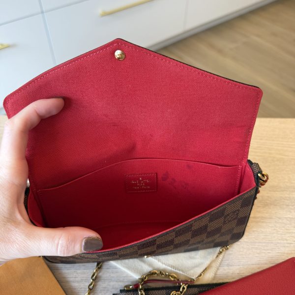 Louis Vuitton Damier Ebene Pochette Felicie Chain Wallet