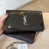 Saint Laurent (YSL) Cassandre Leather Wallet on a Chain Black SHW