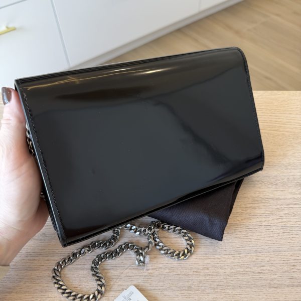Saint Laurent (YSL) Cassandre Leather Wallet on a Chain Black SHW