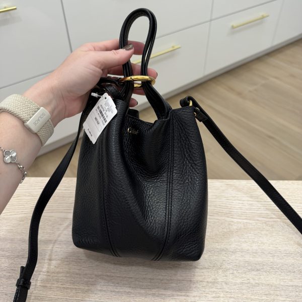 Chloe Spin Mini Tote Bag in Grained Calfskin Black