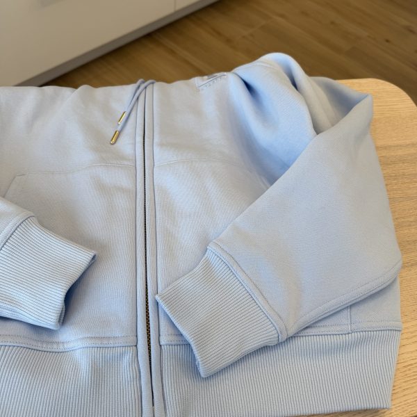 Burberry Embroidered Logo Cotton Zip-Up Hoodie in Blue