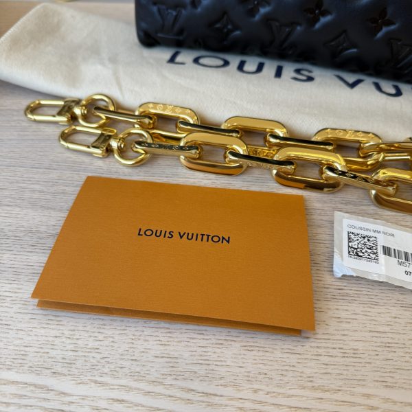 Louis Vuitton Lambskin Embossed Monogram Coussin MM Black
