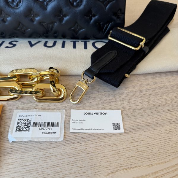 Louis Vuitton Lambskin Embossed Monogram Coussin MM Black