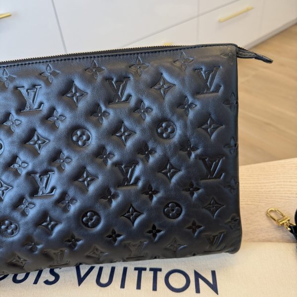 Louis Vuitton Lambskin Embossed Monogram Coussin MM Black