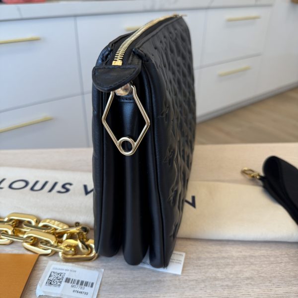 Louis Vuitton Lambskin Embossed Monogram Coussin MM Black