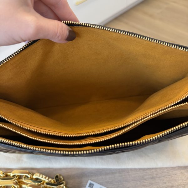 Louis Vuitton Lambskin Embossed Monogram Coussin MM Black