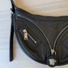 Versace Calfskin Small Repeat Zip Hobo Black