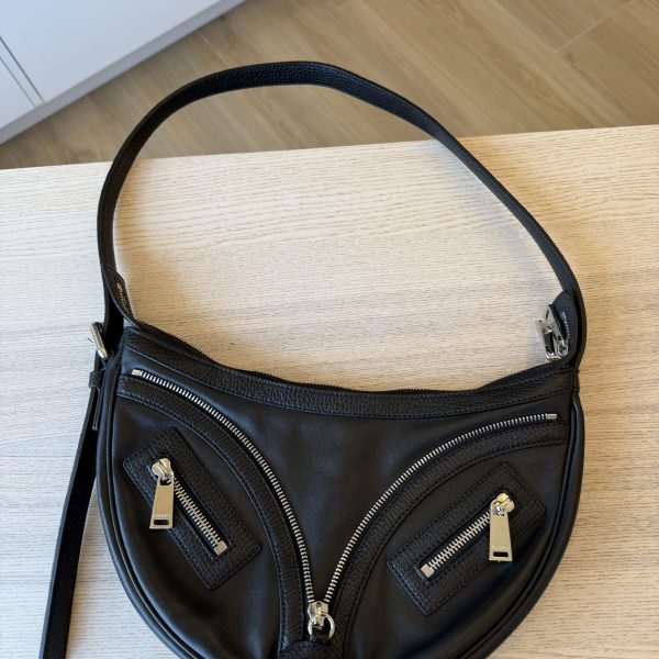 Versace Calfskin Small Repeat Zip Hobo Black