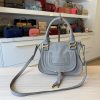 Chloe Calfskin Small Marcie Saddle Shoulder Bag Cashmere Grey