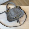 Chloe Calfskin Small Marcie Saddle Shoulder Bag Cashmere Grey
