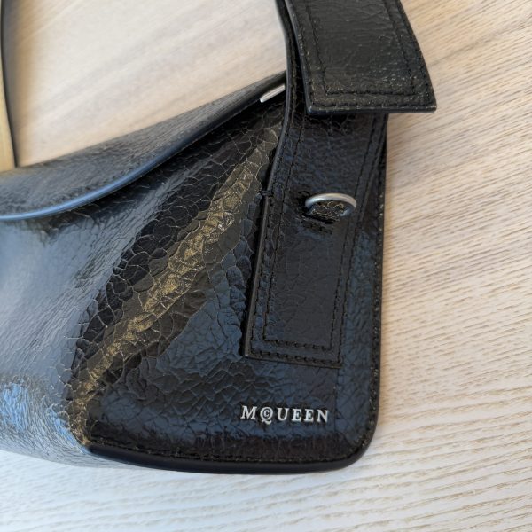 Alexander McQueen Black Leather Sling Crossbody Bag