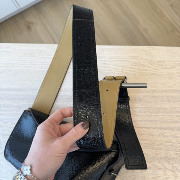 Alexander McQueen Black Leather Sling Crossbody Bag