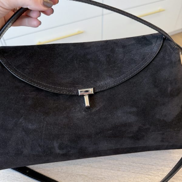 Toteme T-Lock Suede Top Handle Espresso