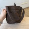 The Row Leo Bucket Bag Leather Mini Suede Dark Brown
