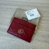 Gucci Calfskin Matelasse GG Marmont Card Holder Red