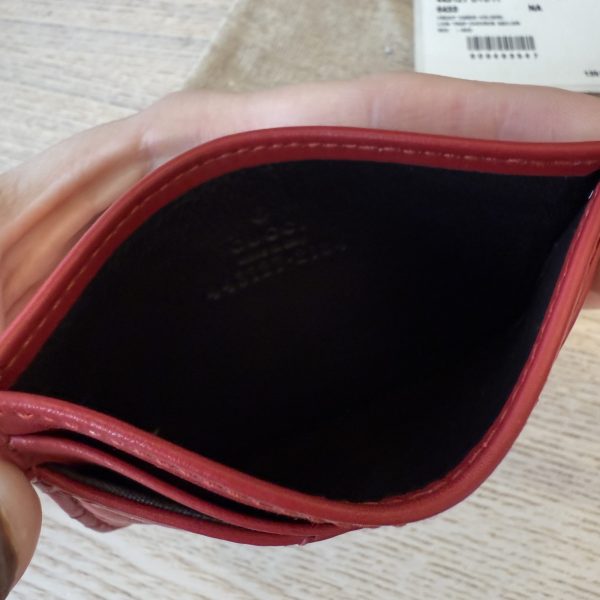 Gucci Calfskin Matelasse GG Marmont Card Holder Red
