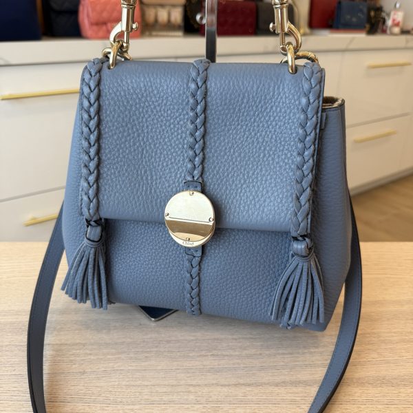 Chloe Grained Calfskin Small Penelope Soft Shoulder Bag Blue