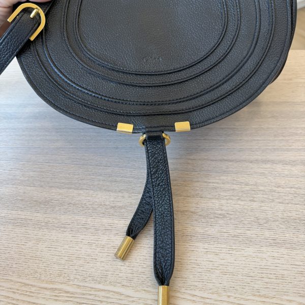 Chloe Calfskin Medium Marcie Round Crossbody Bag Black