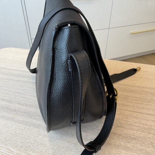 Chloe Calfskin Medium Marcie Round Crossbody Bag Black