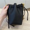 Chloe Marcie Micro Bucket Bag in Leather with Chain Strap Black