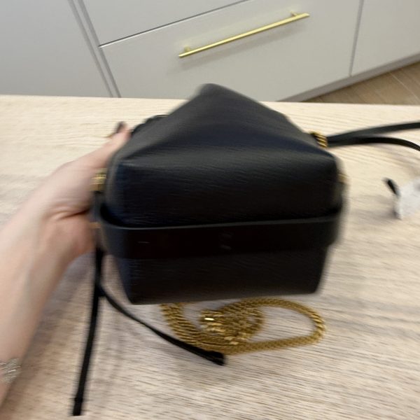 Chloe Marcie Micro Bucket Bag in Leather with Chain Strap Black