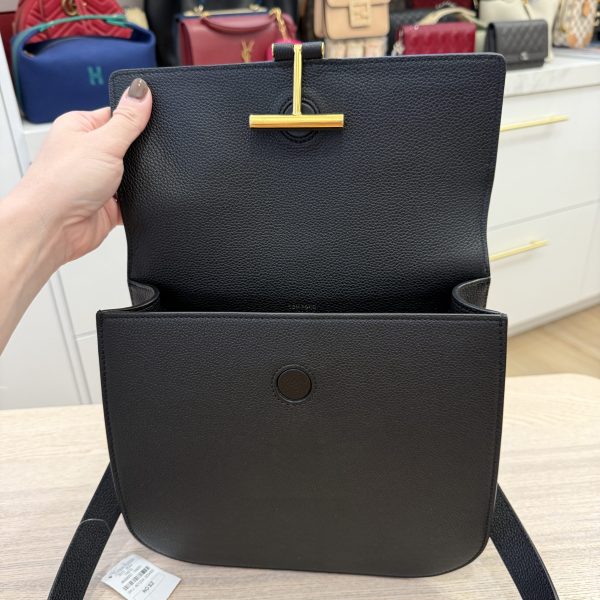 Tom Ford Tara Medium Crossbody in Grained Leather with Leather Strap Black