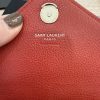 Saint Laurent (YSL) Sheepskin Matelasse Chevron Monogram College Chain Wallet New Red