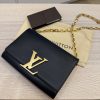 Louis Vuitton Black Calfskin Leather Chain Louise Clutch Bag