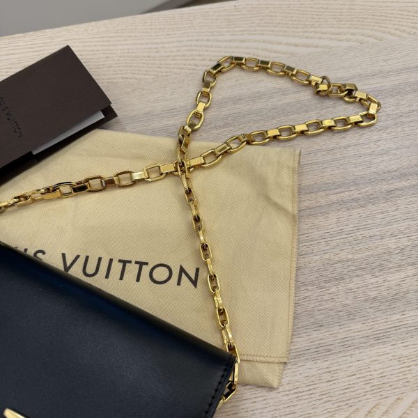 Louis Vuitton Black Calfskin Leather Chain Louise Clutch Bag