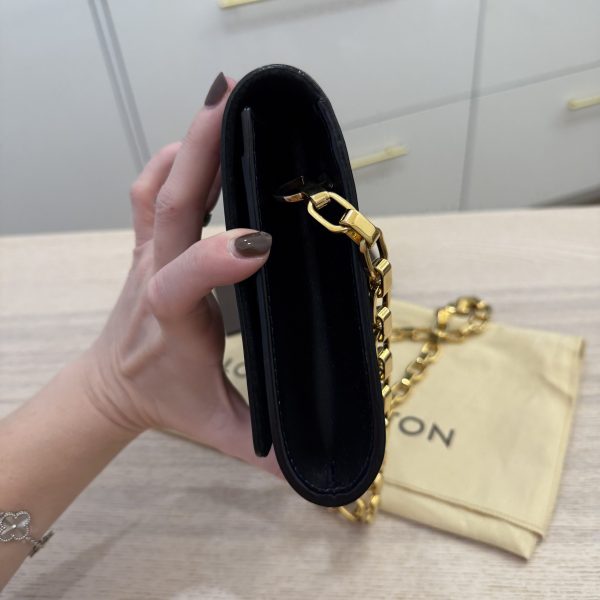Louis Vuitton Black Calfskin Leather Chain Louise Clutch Bag
