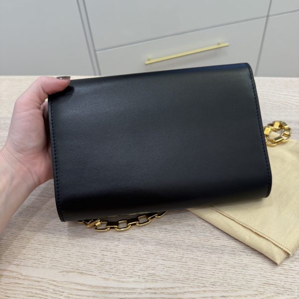 Louis Vuitton Black Calfskin Leather Chain Louise Clutch Bag