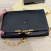 Louis Vuitton Black Calfskin Leather Chain Louise Clutch Bag