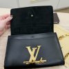Louis Vuitton Black Calfskin Leather Chain Louise Clutch Bag