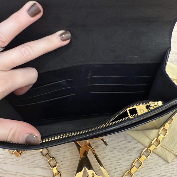 Louis Vuitton Black Calfskin Leather Chain Louise Clutch Bag