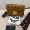 MCM Millie Visetos Logo Leather Crossbody Bag