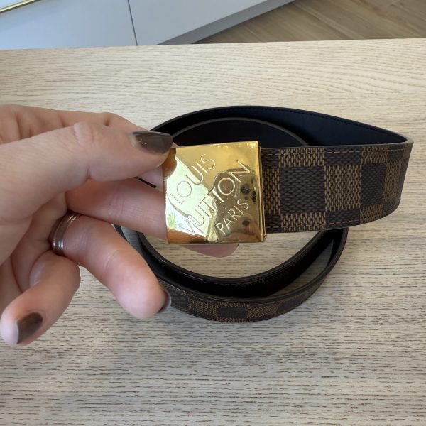 Louis Vuitton Damier Ebene Reversible LV Paris Buckle Belt 90/36