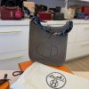 Hermes Taurillon Clemence Amazone Evelyne TPM Etoupe Bleu Indigo with Hermes Twilly