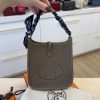 Hermes Taurillon Clemence Amazone Evelyne TPM Etoupe Bleu Indigo with Hermes Twilly